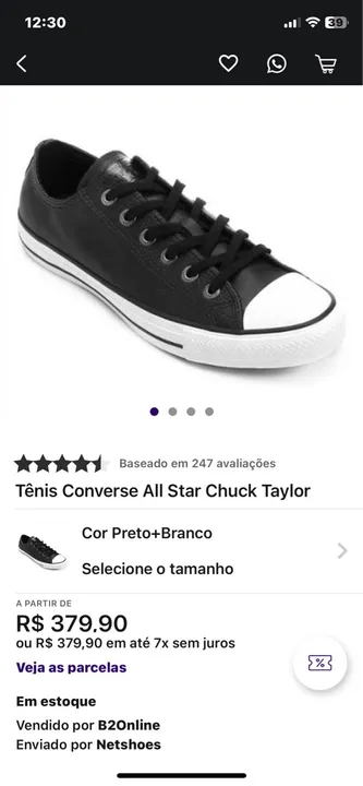 All Star Preto Couro baixou