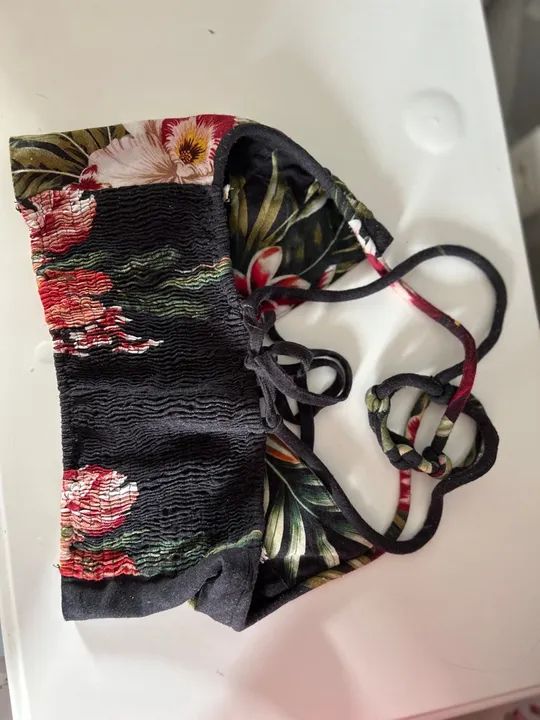 Cropped preto estampado Farm