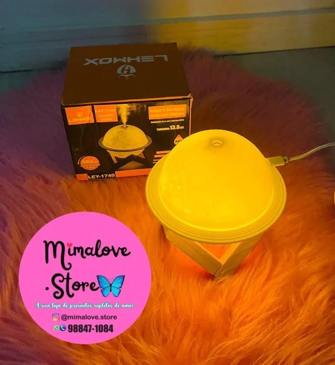 Luminária Umidificador Lua Saturno Planeta 3D - Foto 4