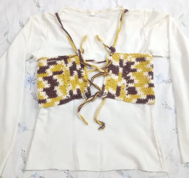 NOVO = cropped crochê P - tons - Foto 2