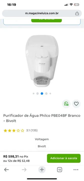Purificador de Água Philco PBE04BF Branco Bivolt - Foto 3