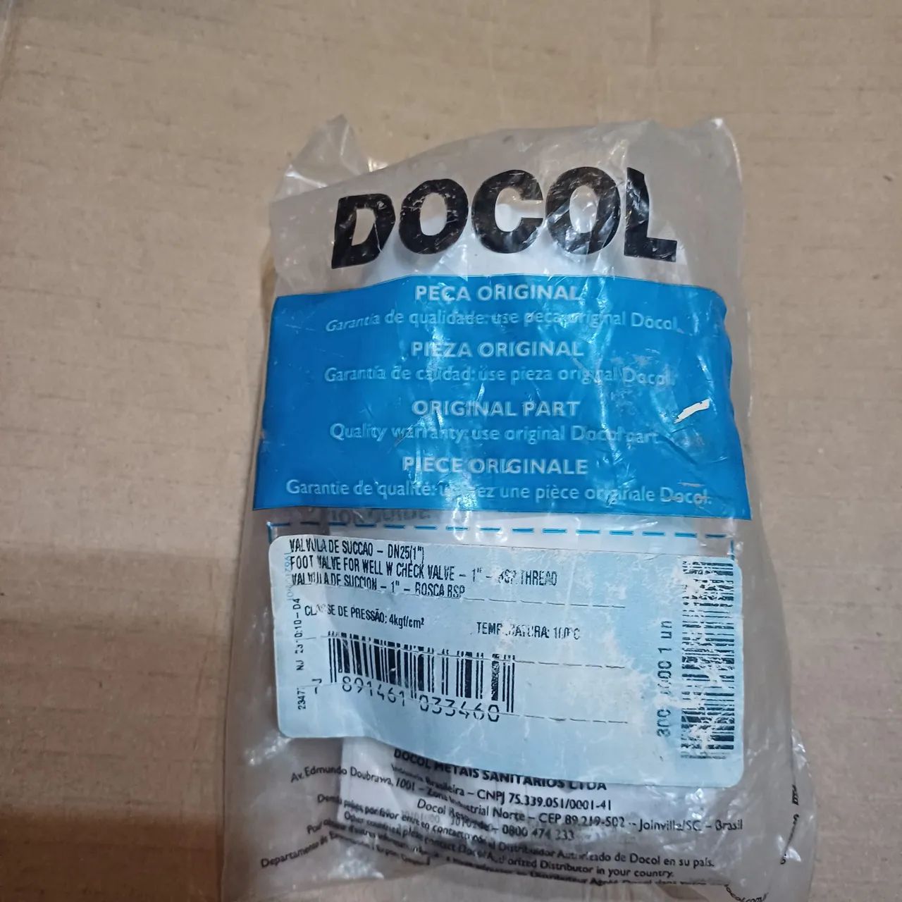 Válvula de Sucção DN25 (1") - Docol