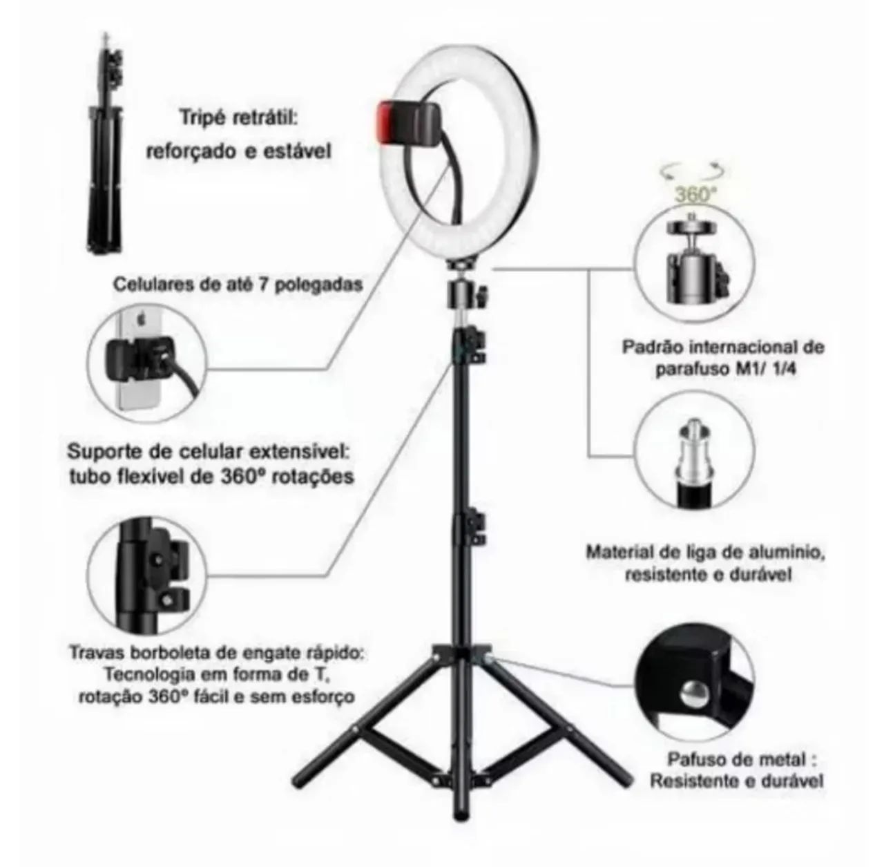Ring light luz anel profissional Premium  MLG-048A - Foto 4
