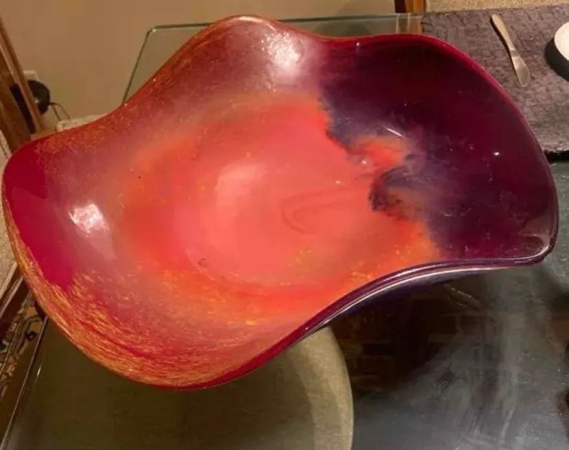 Murano Centro De Mesa Em Cristal Grande Assinada 100% Autentica. (43cm diâmetro.) - Foto 5