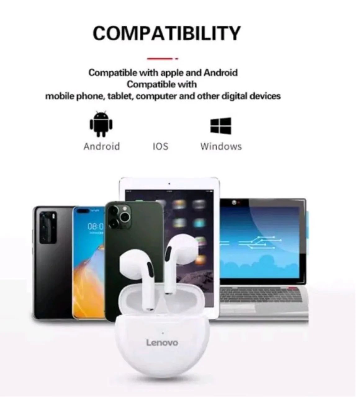 Fone De Ouvido Bluetooth Lenovo HT38 - Foto 4