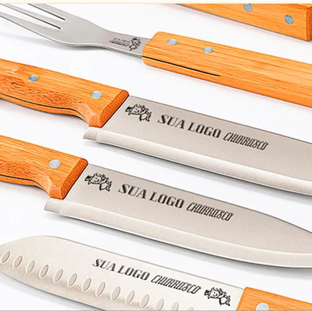 Kit Churrasco Estojo de Bambu personalizado 6 Peças - Foto 2