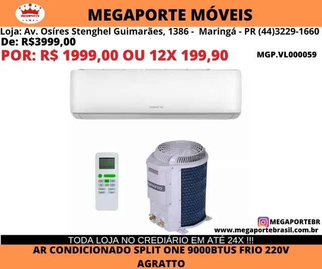 Ar Condicionado 9mil Btus Convencional Agratto