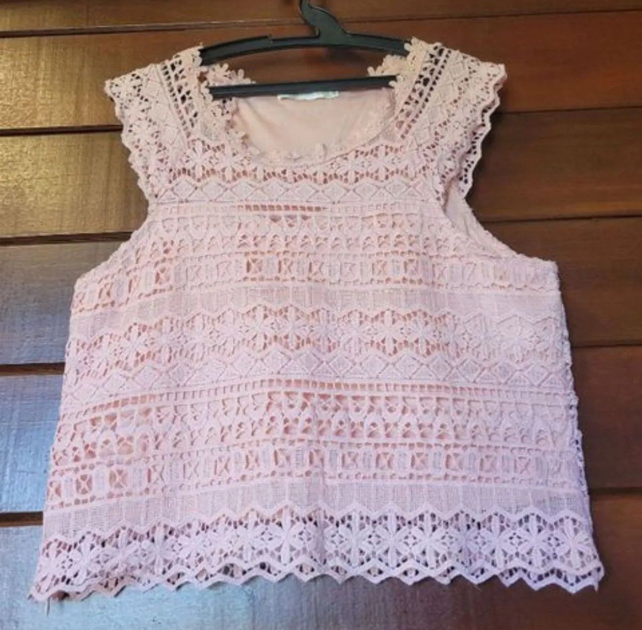 Cropped Rosa de Renda - Tam M