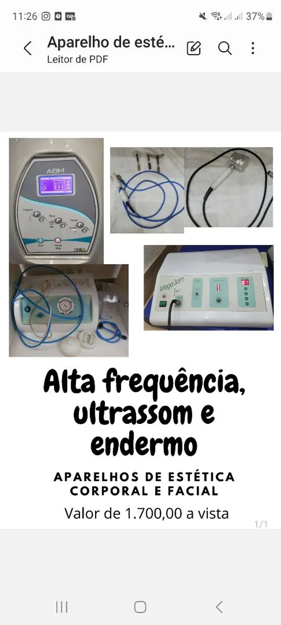Aparelhos de estética alta frequência, ultrassom e endermo