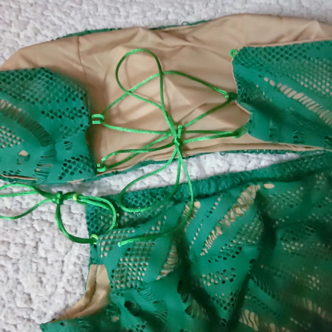 conjunto saída de praia verde renda - Foto 3
