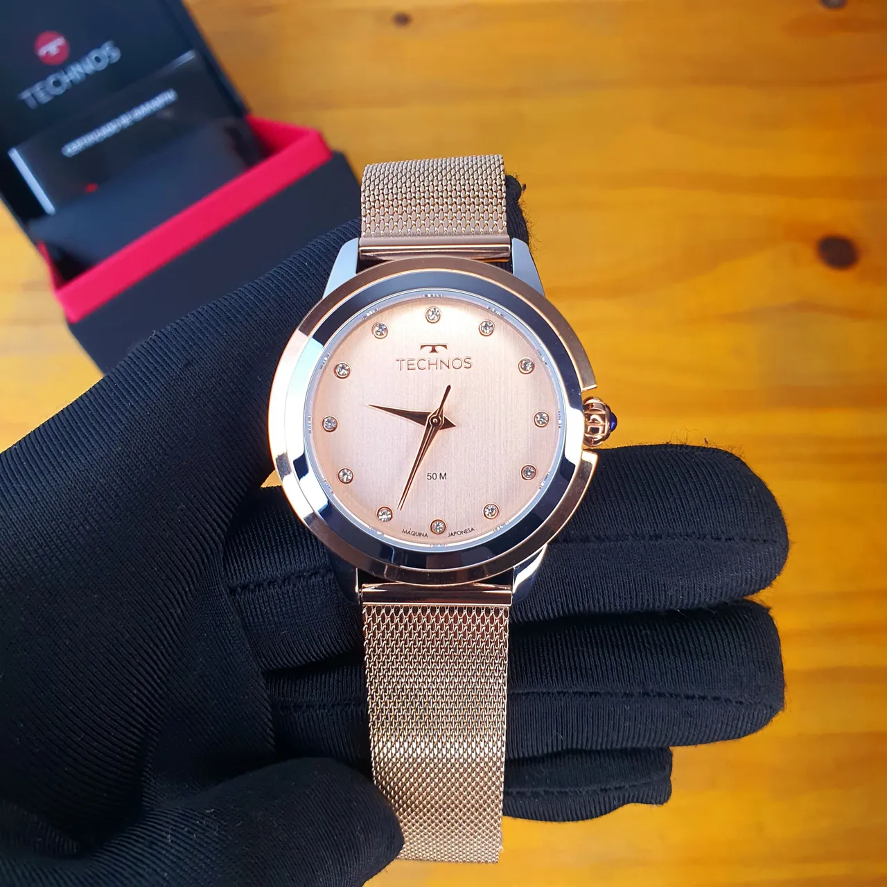 Relógio Technos Rosé 38mm pulseira milanese