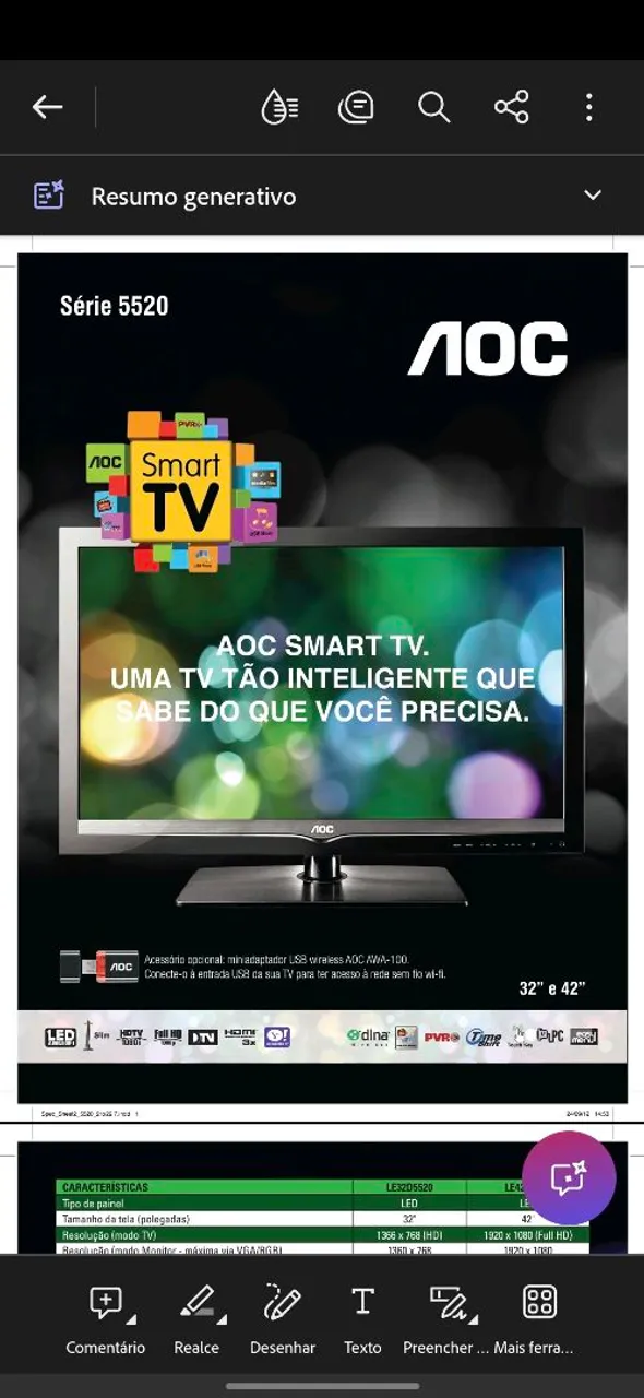 Smart TV AOC Série 5520 - 32"