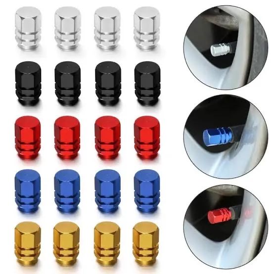 Tampa Válvula Pneu Carro Sextavada Grande - 4pc Várias Cores - Foto 2