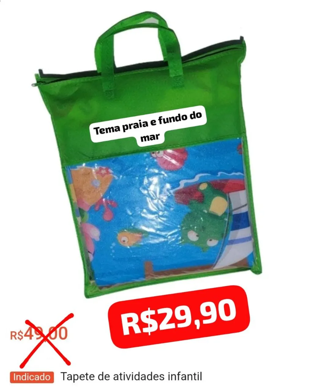 Tapete de atividades infantil tema praia e fundo do mar