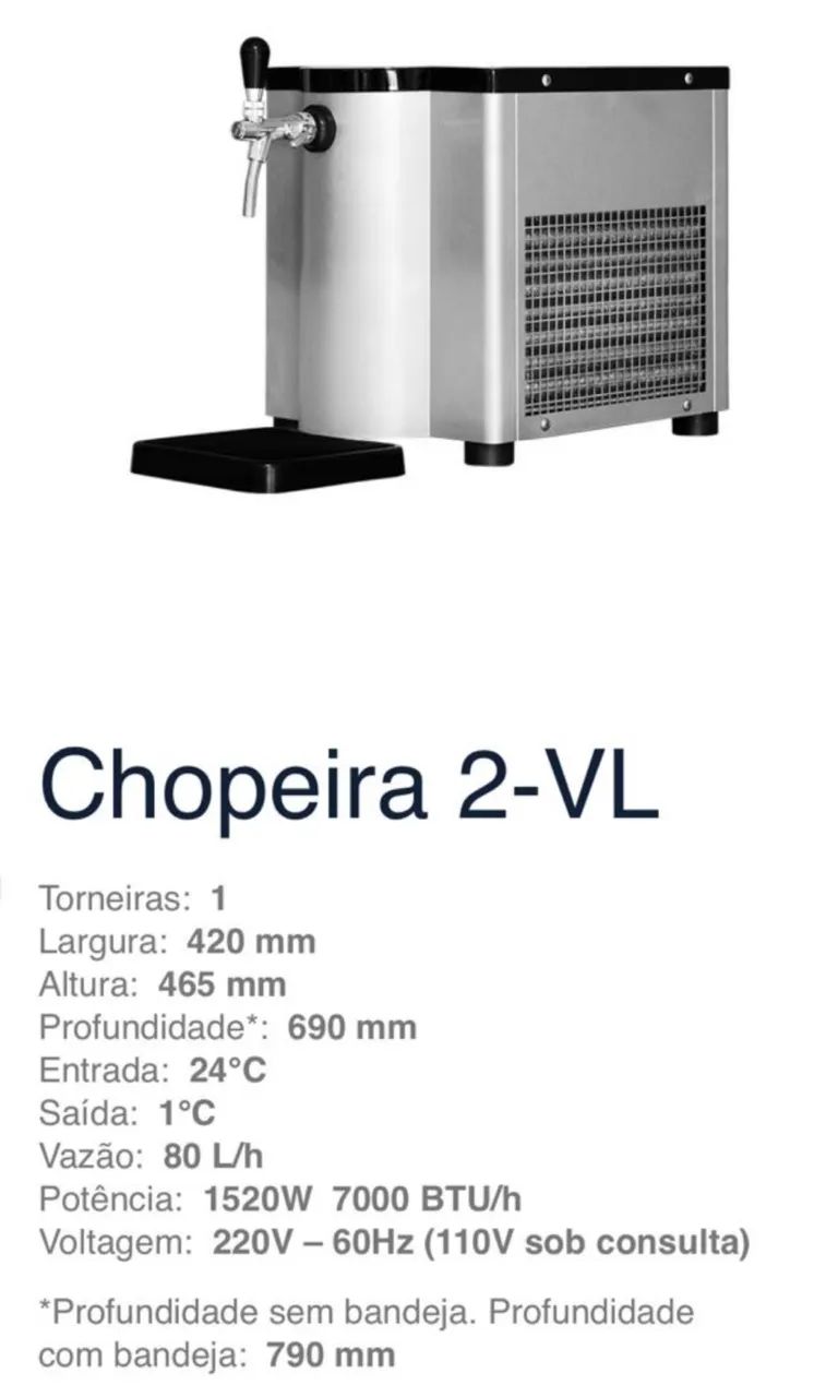 Chopeira 80l/h GEL CHOP VL-2 + Kit completo válvula, mangueira e cilindro - Foto 2