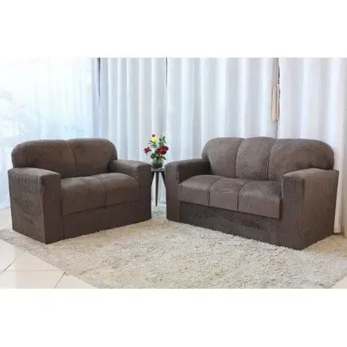 Conjunto Sofá 2x3 Lugares Xaropinho Sued Marrom - Entrega Rápida! 