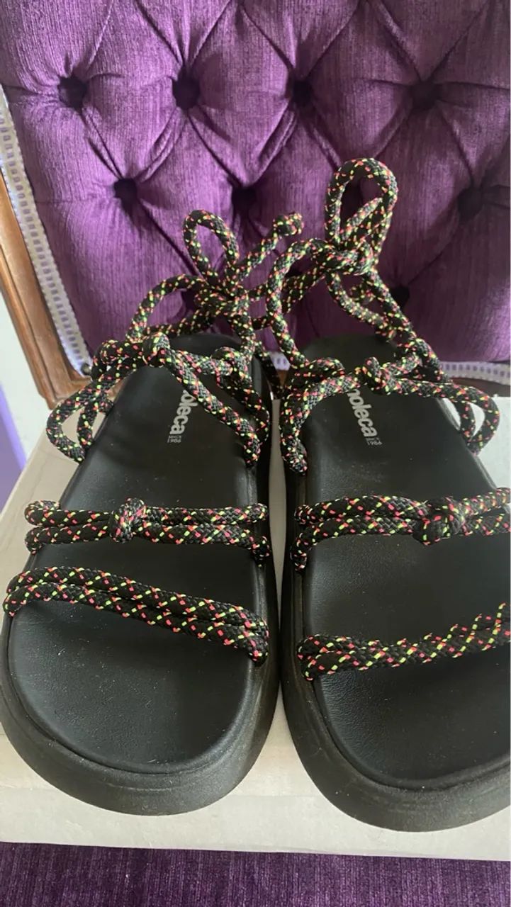 Sandálias de corda pretas - Foto 2