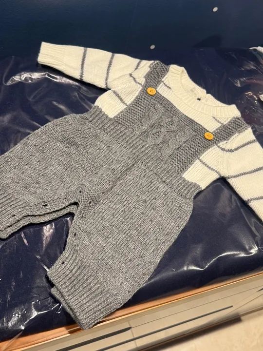 Macacão de tricô para bebê - Unissex - Foto 3