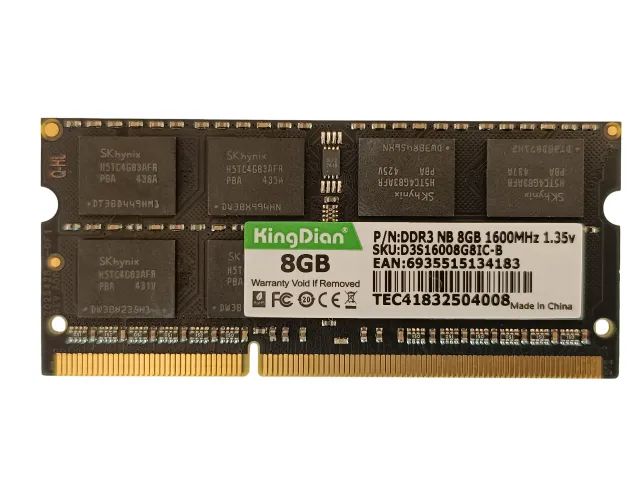 Memoria ram notebook 8 GB DDR3L 1600Mhz 1.35v PC3L 1.35V KingDian pode retirar no local em