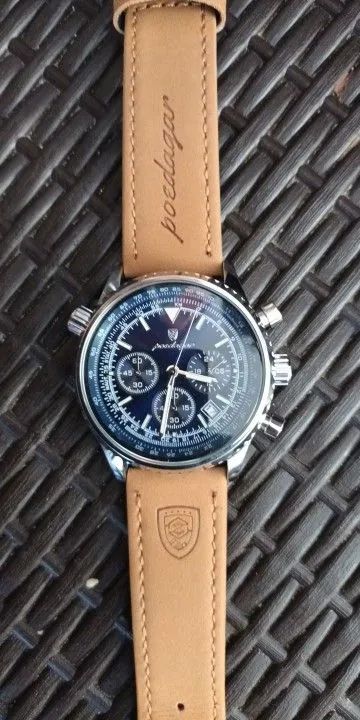 Relógio Masculino de Quartzo Analógico com Pulseira de Couro verdadeiro  - Foto 4