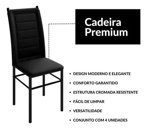 Conjunto de 6 Cadeiras estofada preta - Foto 2