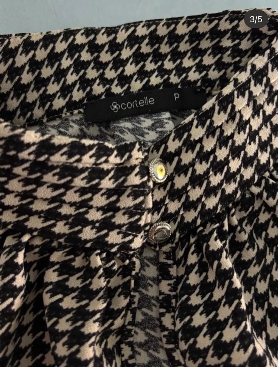 Blusa cortelle pied-de-poule. - Foto 3
