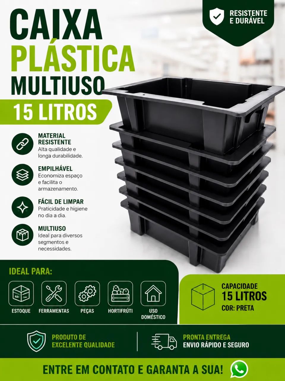 Caixa Plástica Multiuso 15 Litros 