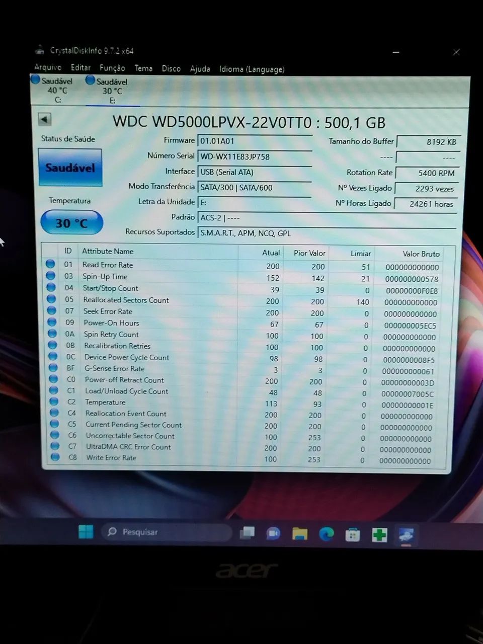 WDC 500 GB várias marcas.