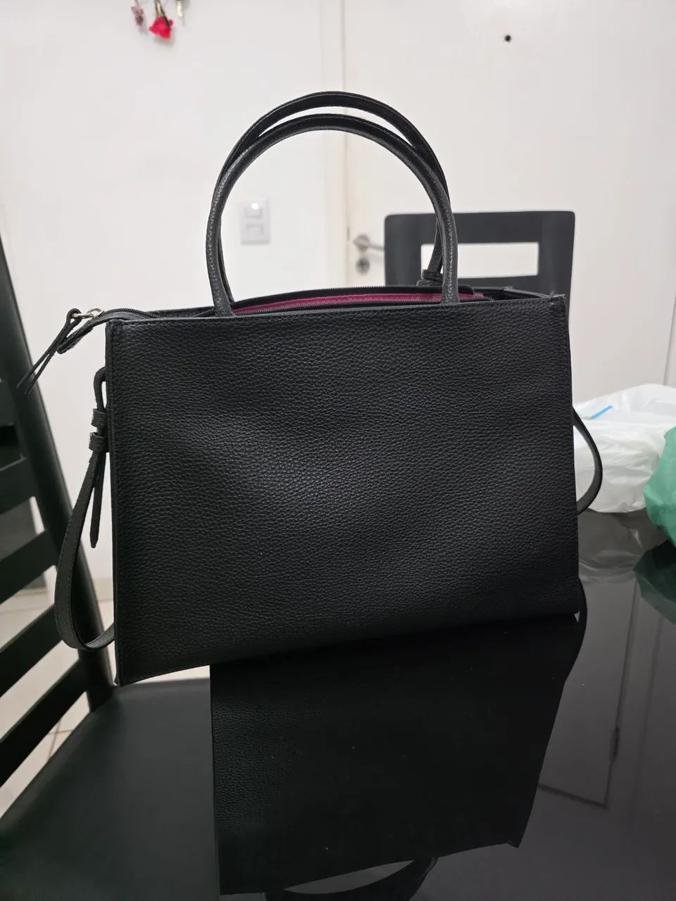 Bolsa Tote Preta Grande Arezzo - Foto 3