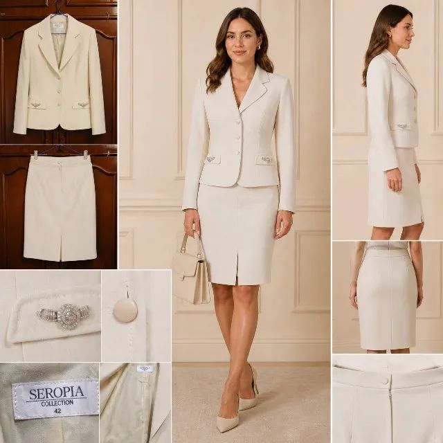 conjunto (terno com saia) Tailleur off-white seropia - Foto 2