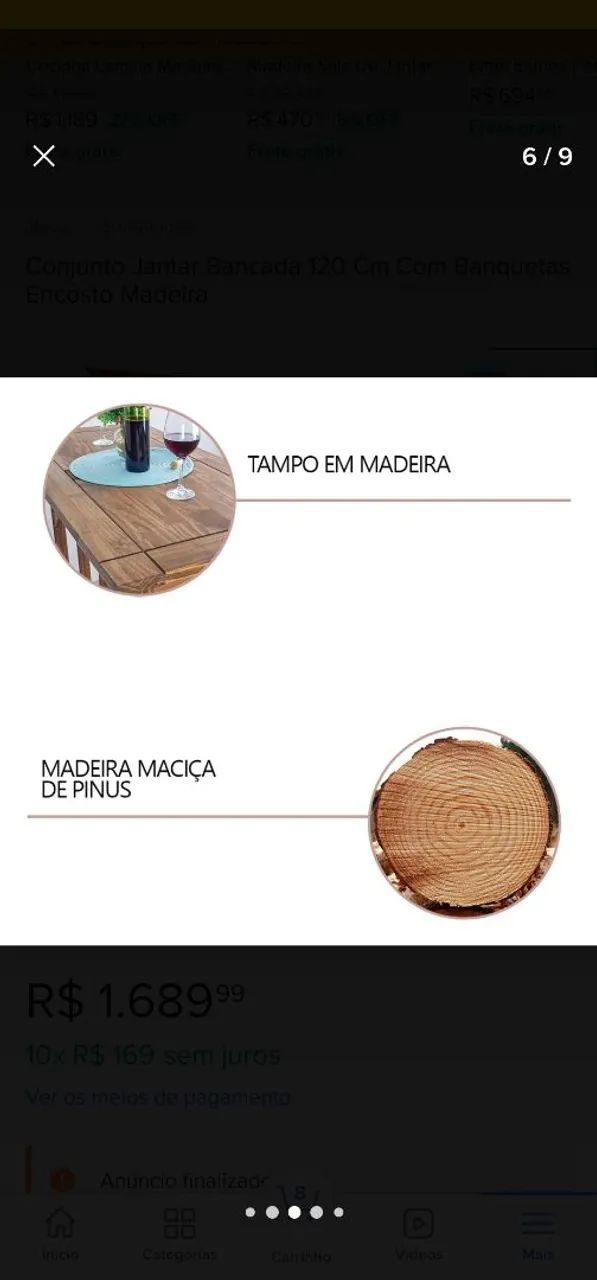 Mesa madeira  c cadeiras novas - Foto 6