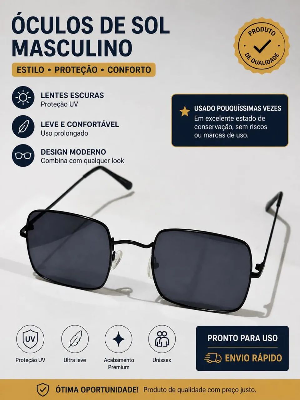 Óculos de Sol Aramis Masculino Retangular