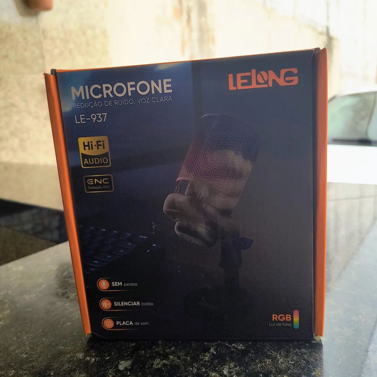Microfone Gamer LELONG LE-937 USB RGB 