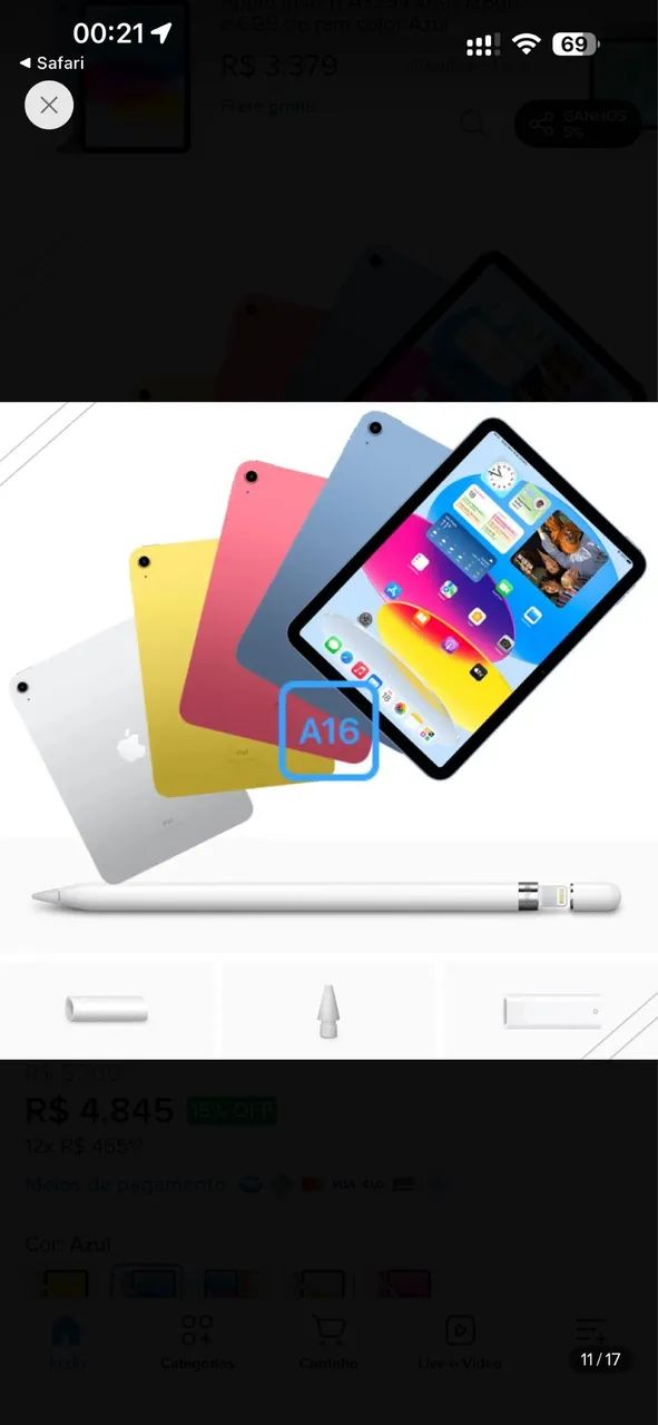 iPad 11 (A16) Azul 128 GB + Apple Pencil USB C - Foto 2