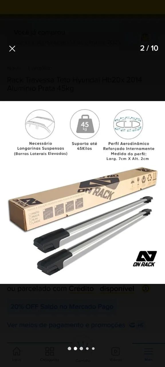 Rack teto Hb20x 2014 -2018 , novo, sem uso  - Foto 2