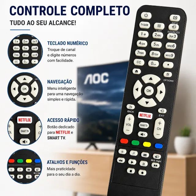 Controle Remoto Compatível Com Televisão Aoc  - Foto 3