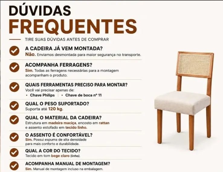 Kit 4 Cadeira Madeira Maciça Rattan Estofada Jantar Moderna - Foto 2