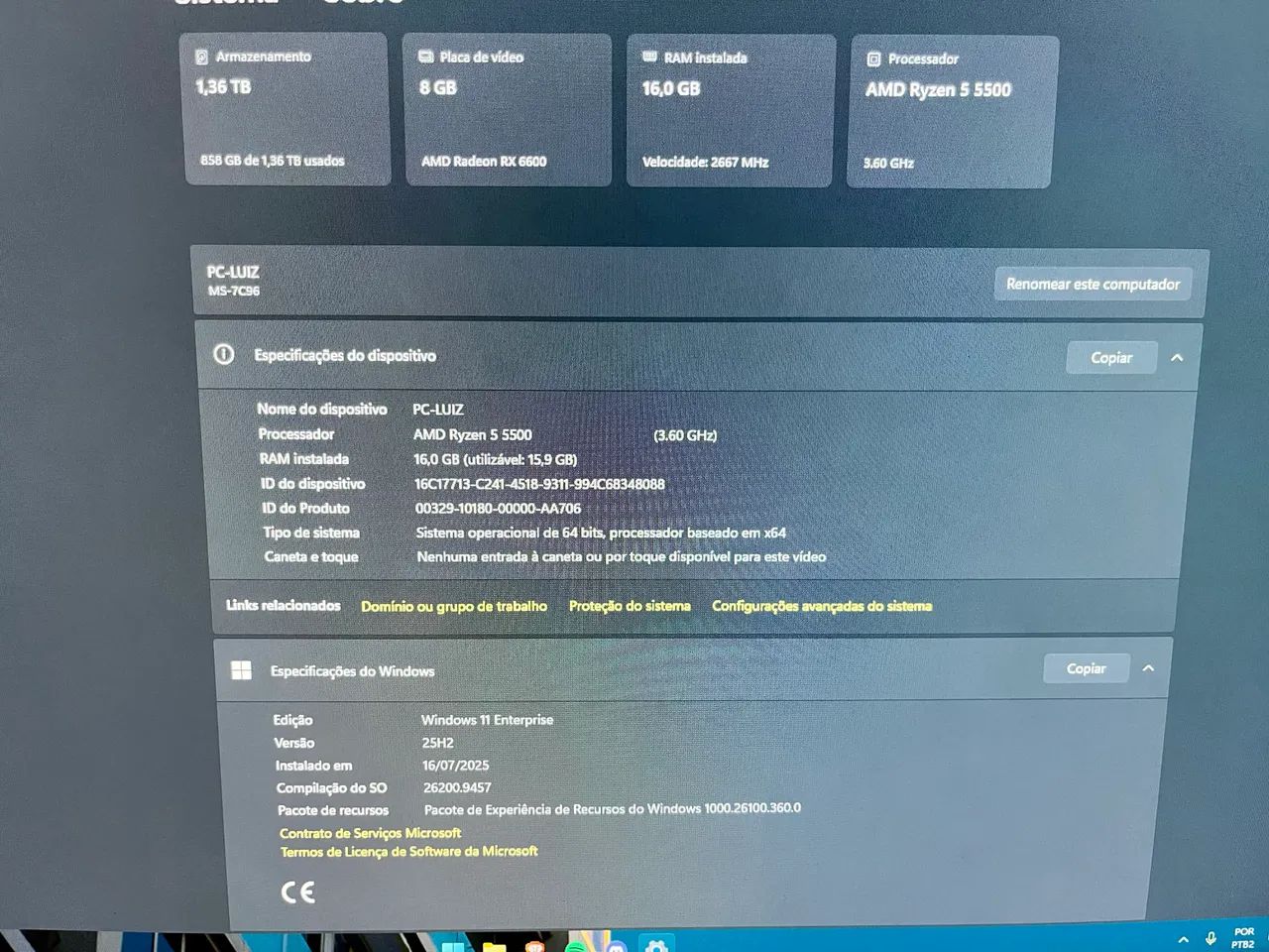 PC Gamer - Ryzen 5500/RX 6600 - Foto 4