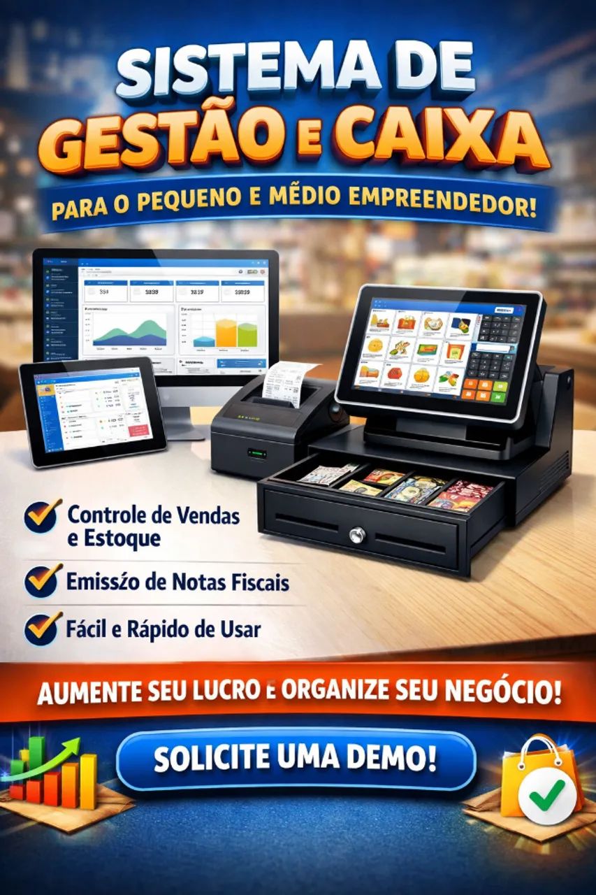Sistema Gestão Caixa, Nota Fiscal, Cupom, Estoque