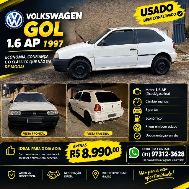 Volkswagen Gol Geração II 1.6 8V 85cv MI Gasolina Mec. 2P 1997