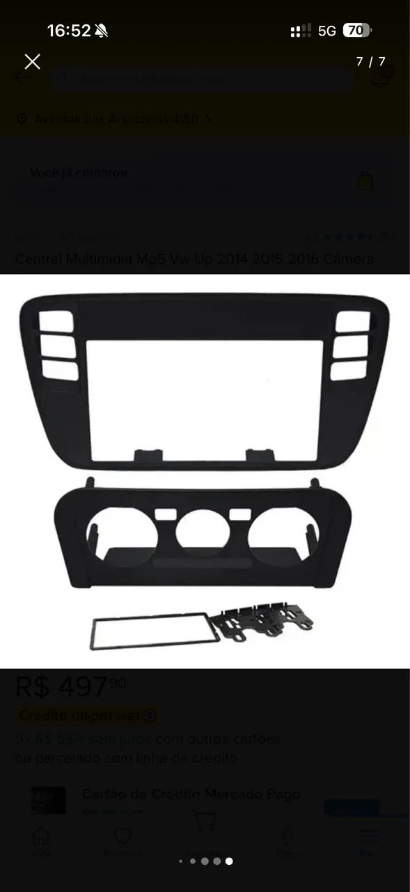 Central Multimídia MP5 VW UP 2014/2015/2016, Câmera e Molduras - Foto 4