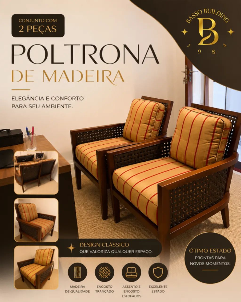 Conjunto de Poltronas em Madeira - Foto 2