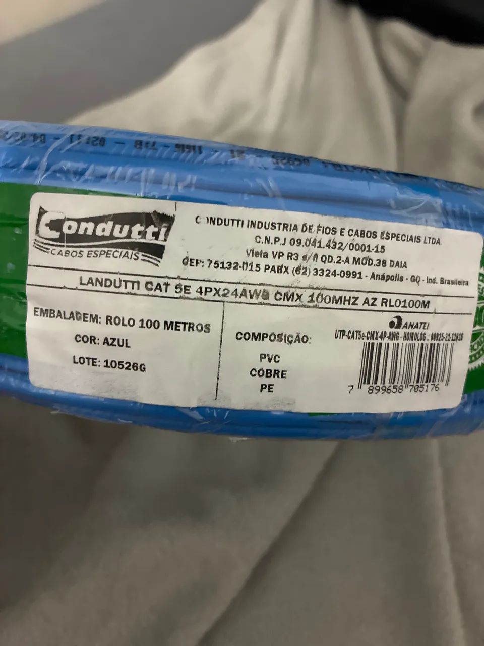 Rolo do cabo 100m cat 5e