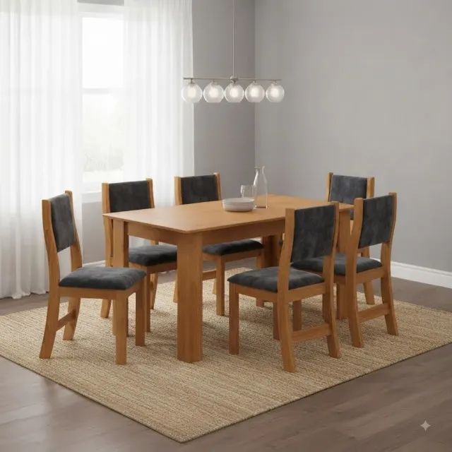 Mesa de jantar com  6 cadeiras nova de loja 