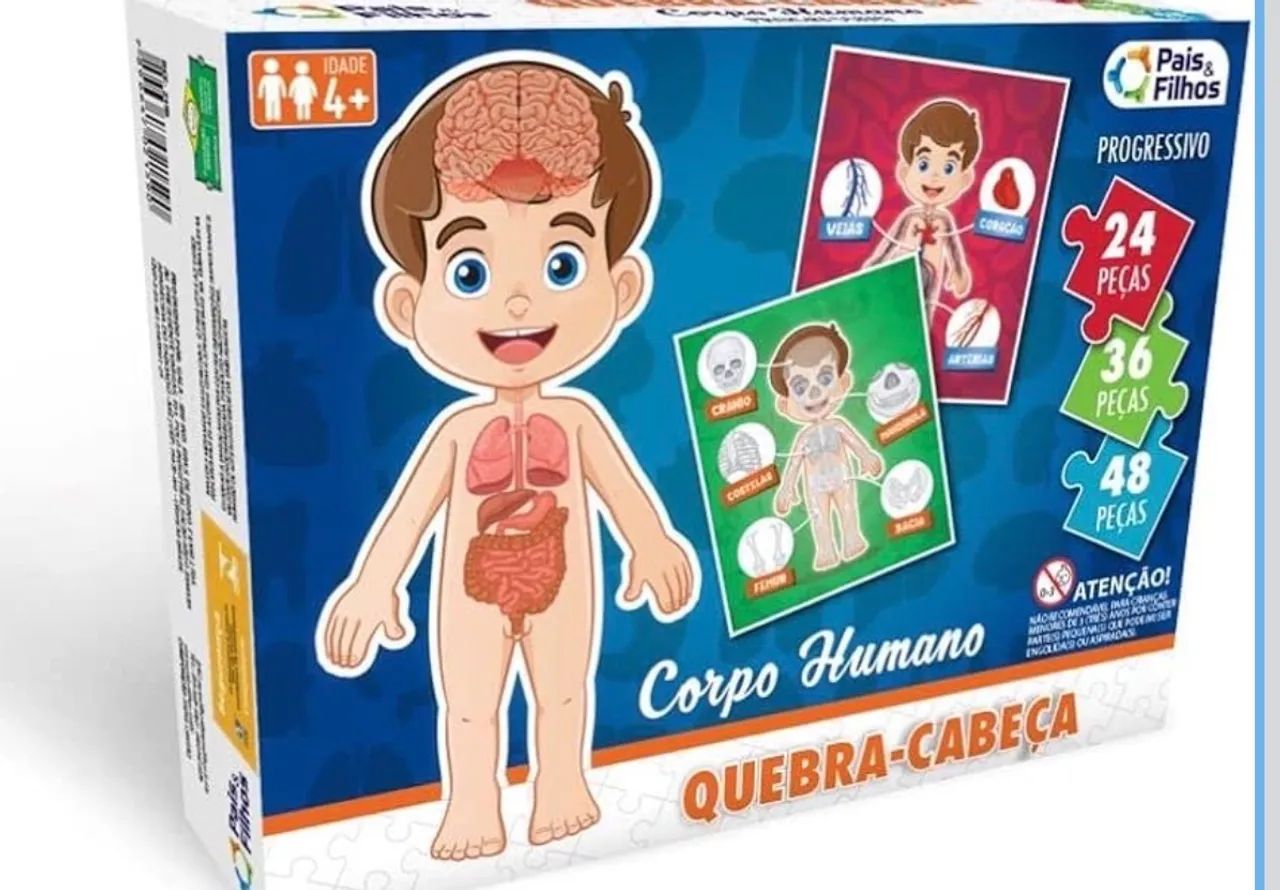 Quebra Cabeça Corpo Humano - Progressivo - 24/36/48 Pçs, Sortidas