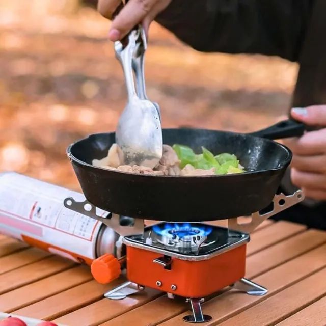 Mini Fogão Portátil Acampamento Sobrevivência Mochileiro Ajustável Potente Estável  - Foto 2