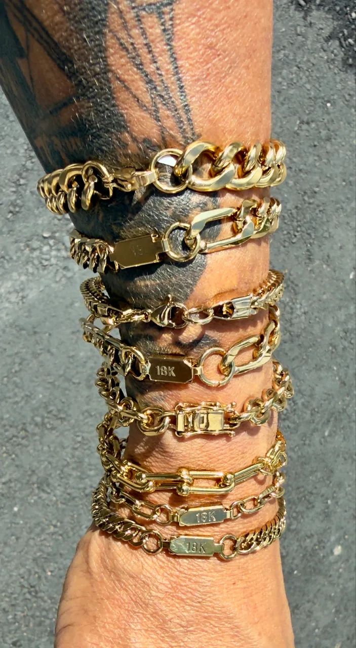 Pulseiras em aço inox banhadas a ouro 18 - Foto 3