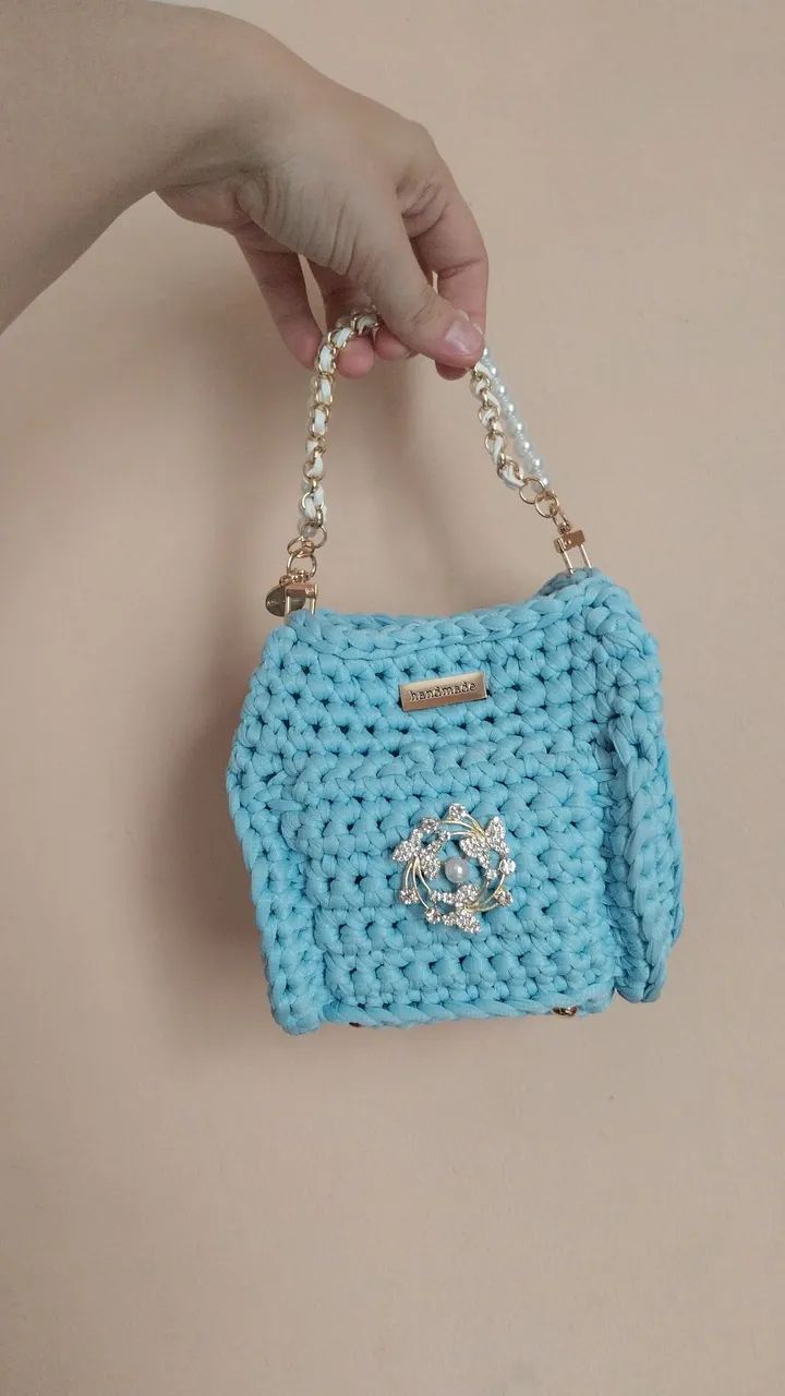 Mini Bolsa Expansível Azul Água  - Foto 3