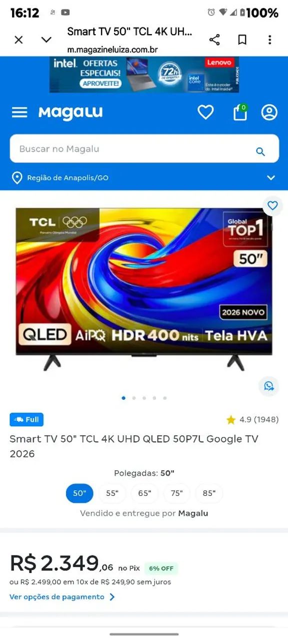 TV NOVA TCL QLED 50 POLEGADAS NA GARANTIA - Foto 4