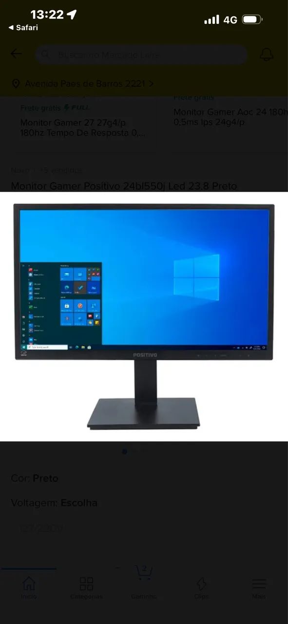 Monitor Positivo 23.8 - Full HD LED (Aceito Troca) 